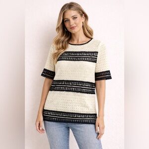 Banana Republic Black and White Lace Top